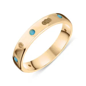 9ct Rose Gold Turquoise King's Coronation Hallmark 4mm Ring D