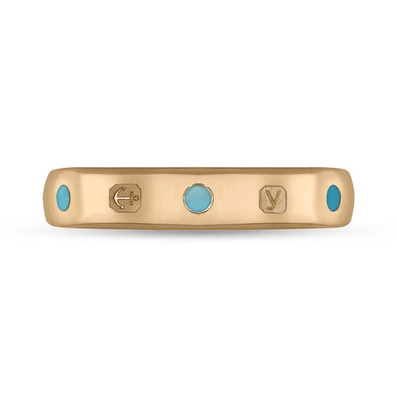 9ct Rose Gold Turquoise King's Coronation Hallmark 4mm Ring D