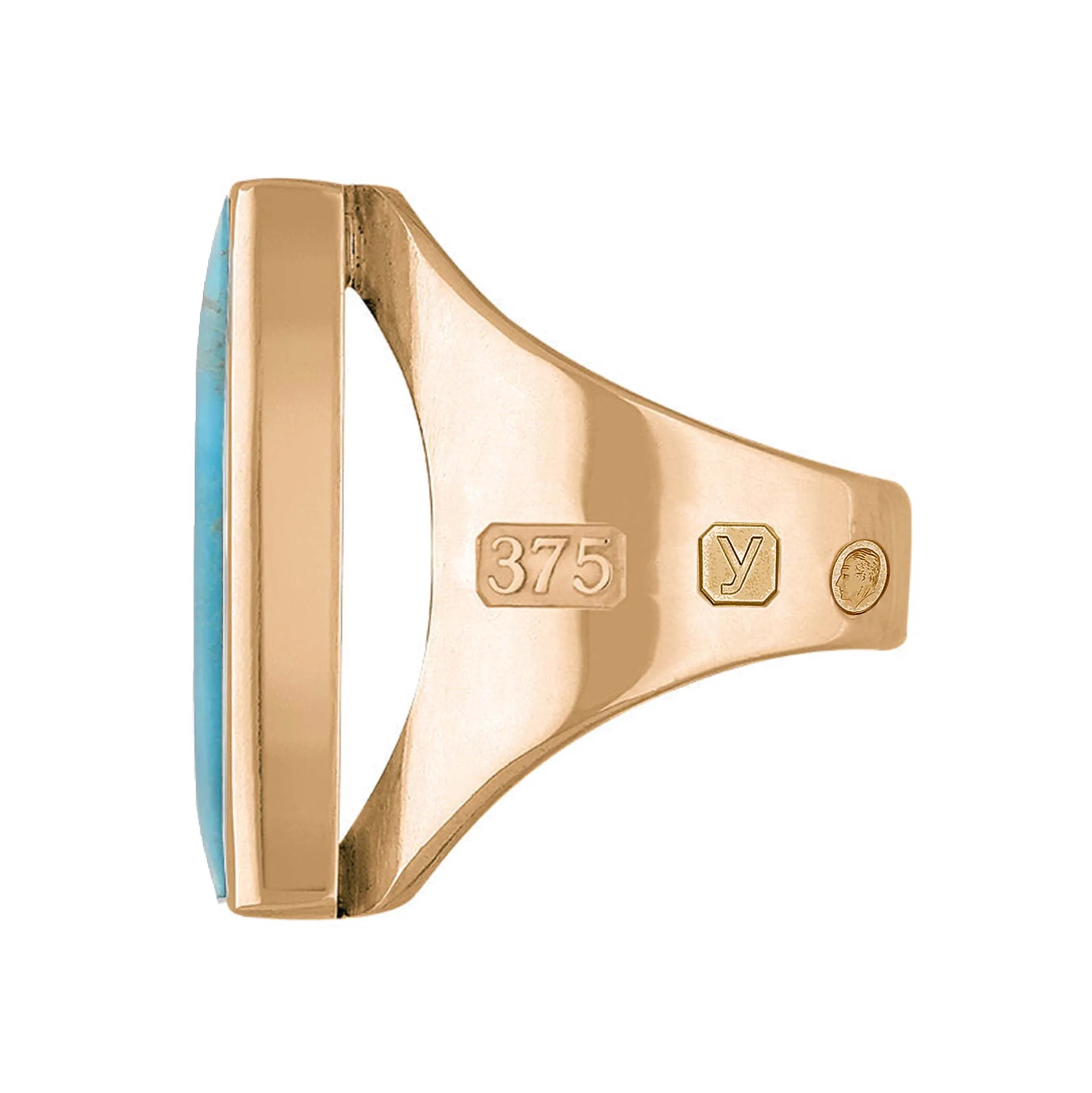 9ct Rose Gold Turquoise King's Coronation Hallmark Medium Oblong Ring D