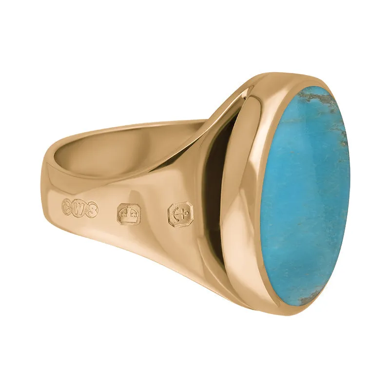 9ct Rose Gold Turquoise King's Coronation Hallmark Small Round Ring D