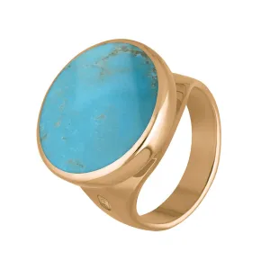 9ct Rose Gold Turquoise King's Coronation Hallmark Small Round Ring D