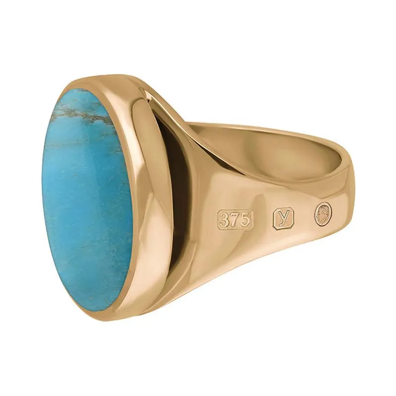 9ct Rose Gold Turquoise King's Coronation Hallmark Small Round Ring D