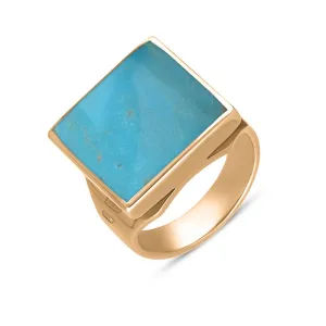 9ct Rose Gold Turquoise King's Coronation Hallmark Small Square Ring D