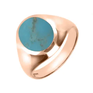9ct Rose Gold Turquoise Medium Oval Signet Ring