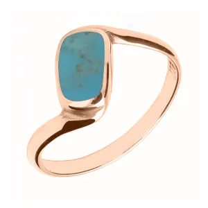 9ct Rose Gold Turquoise Oblong Twist Ring