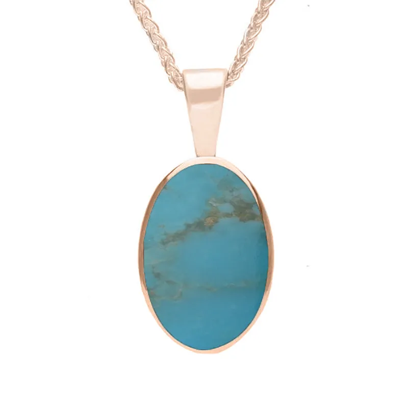 9ct Rose Gold Turquoise Oval Necklace