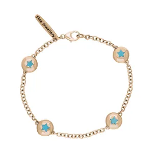 9ct Rose Gold Turquoise Oval Star Detail Four Stone Bracelet
