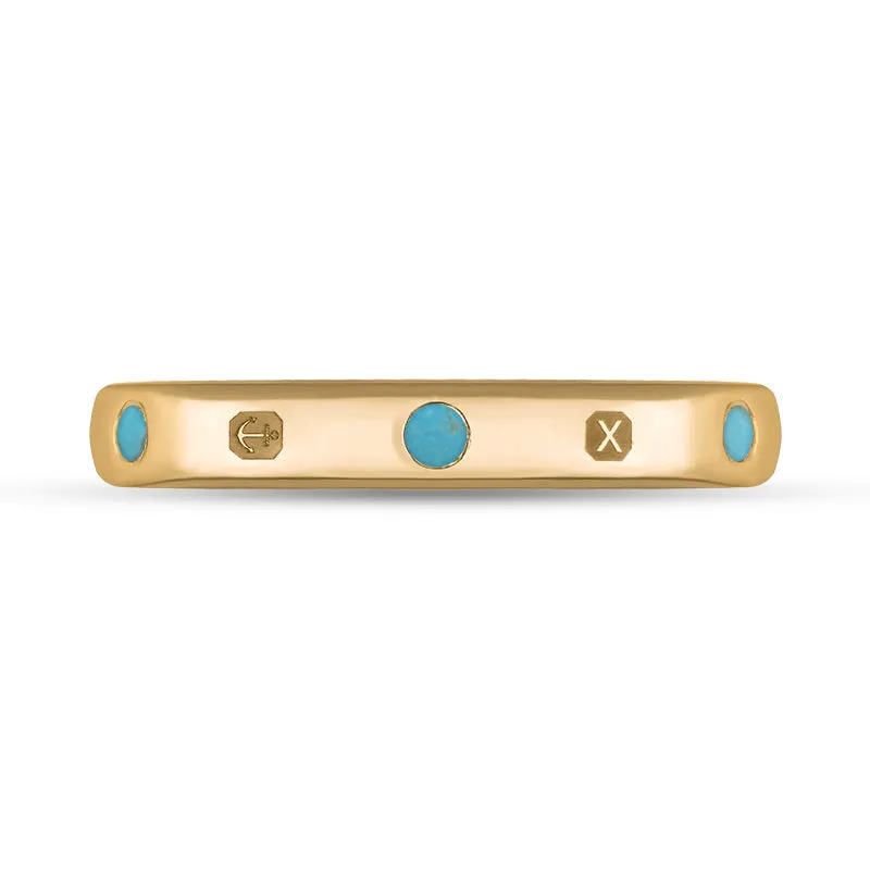 9ct Rose Gold Turquoise Queen's Jubilee Hallmark 3mm Ring D