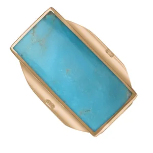 9ct Rose Gold Turquoise Queen's Jubilee Hallmark Large Oblong Ring D