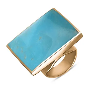 9ct Rose Gold Turquoise Queen's Jubilee Hallmark Large Square Ring D
