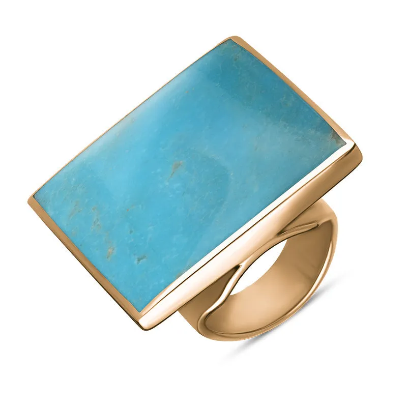 9ct Rose Gold Turquoise Queen's Jubilee Hallmark Large Square Ring D