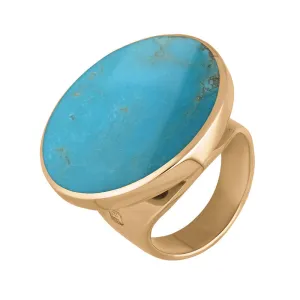 9ct Rose Gold Turquoise Queen's Jubilee Hallmark Medium Round Ring D