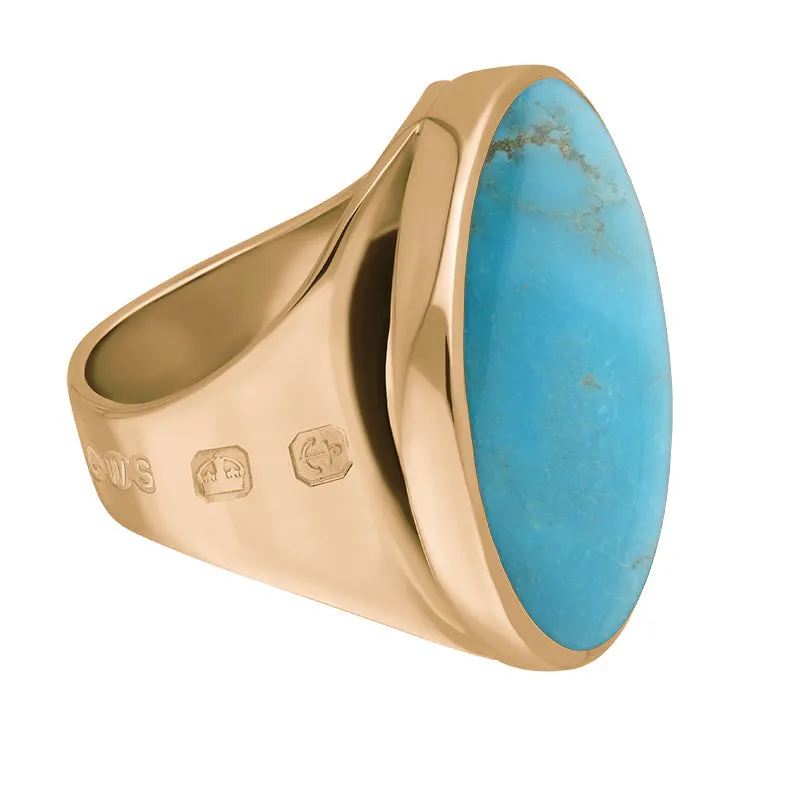 9ct Rose Gold Turquoise Queen's Jubilee Hallmark Medium Round Ring D