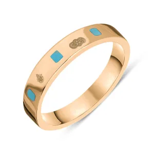 9ct Rose Gold Turquoise Queen's Jubilee Hallmark Princess Cut 4mm Ring D