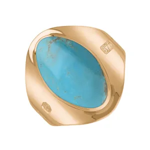 9ct Rose Gold Turquoise Queen's Jubilee Hallmark Small Oval Ring D