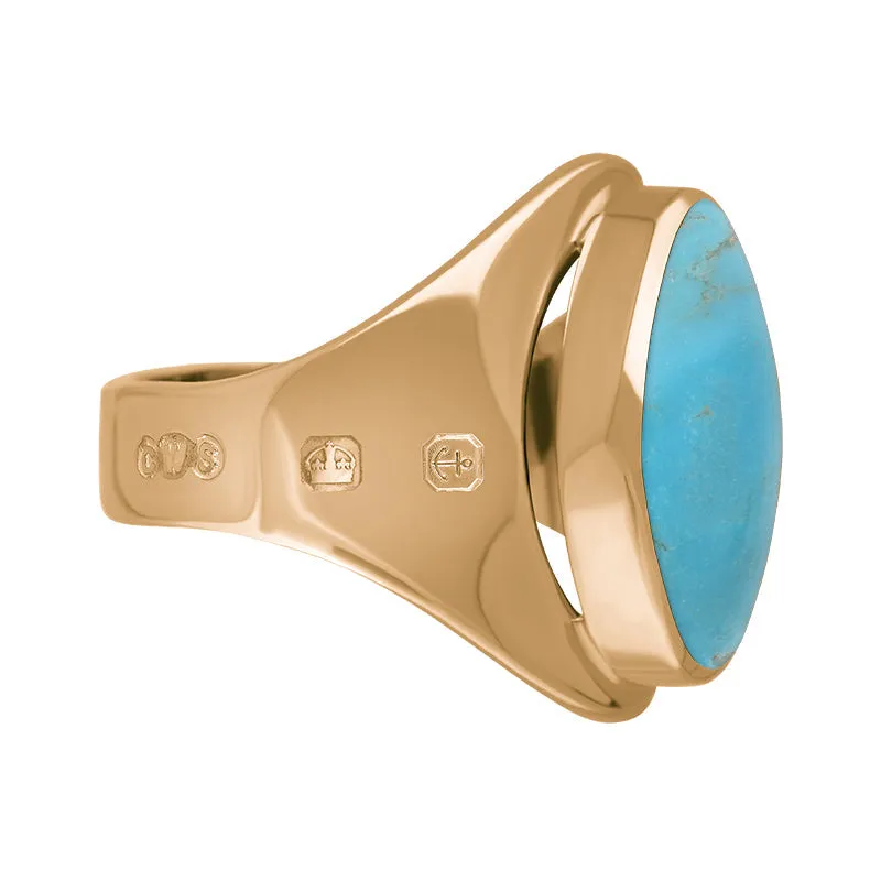 9ct Rose Gold Turquoise Queen's Jubilee Hallmark Small Oval Ring D