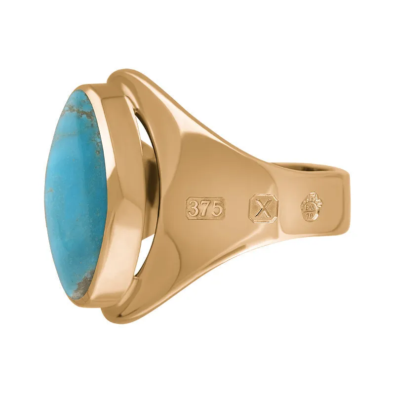 9ct Rose Gold Turquoise Queen's Jubilee Hallmark Small Oval Ring D