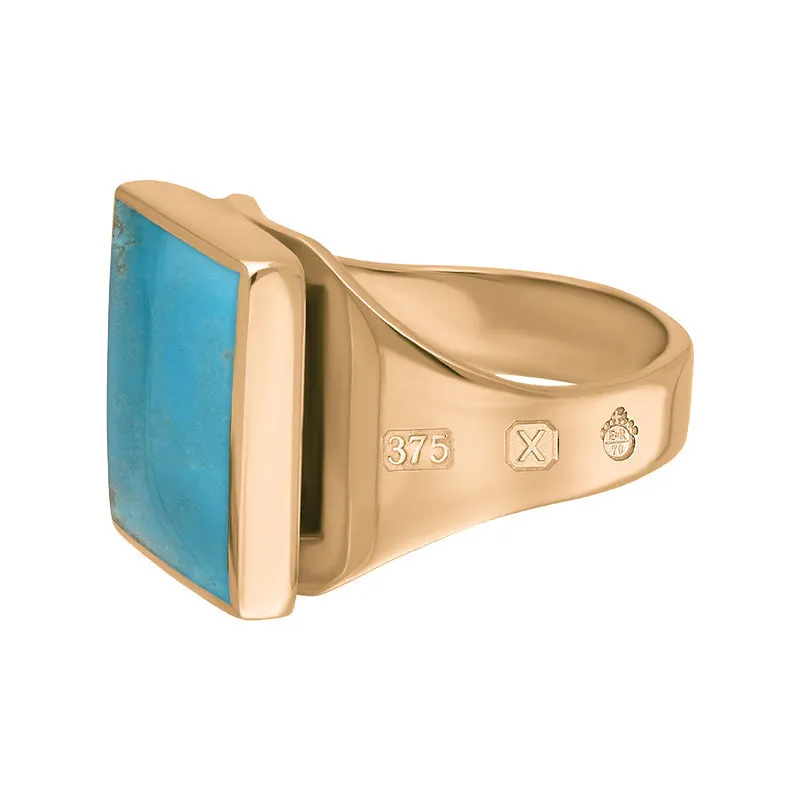 9ct Rose Gold Turquoise Queen's Jubilee Hallmark Small Square Ring D