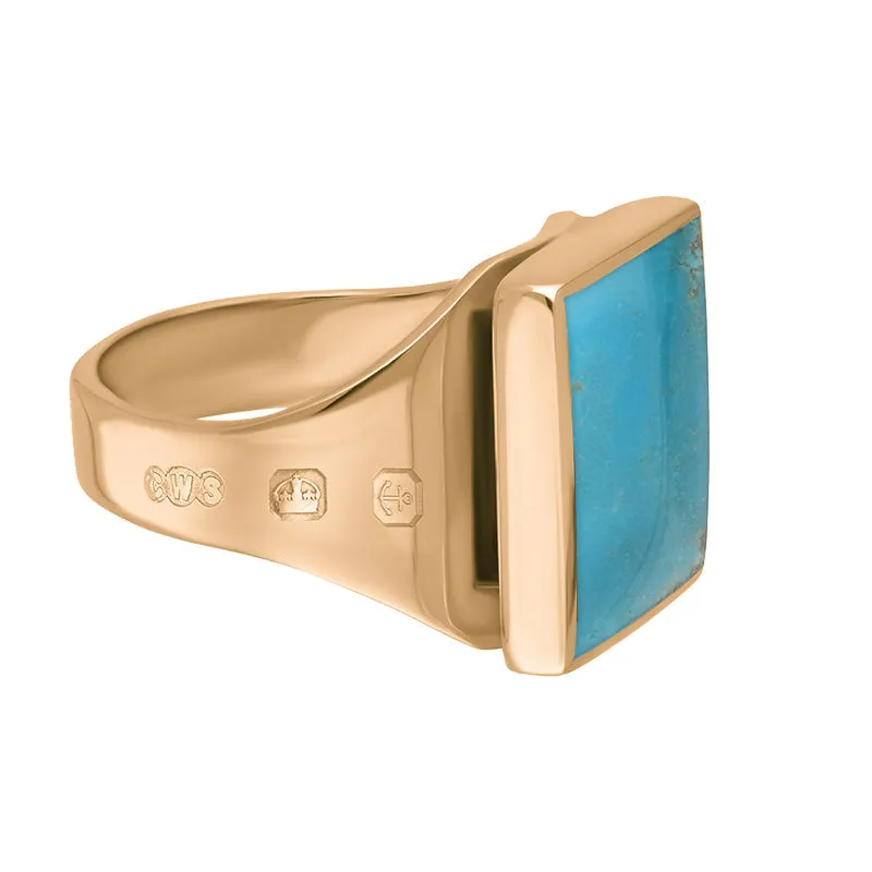 9ct Rose Gold Turquoise Queen's Jubilee Hallmark Small Square Ring D