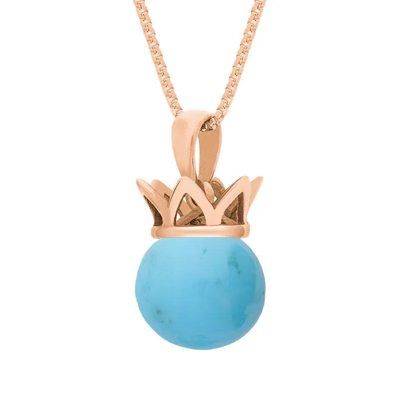 9ct Rose Gold Turquoise Royal Coronet 11mm Bead Pendant