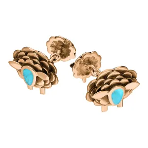 9ct Rose Gold Turquoise Sheep Chain Link Cufflinks