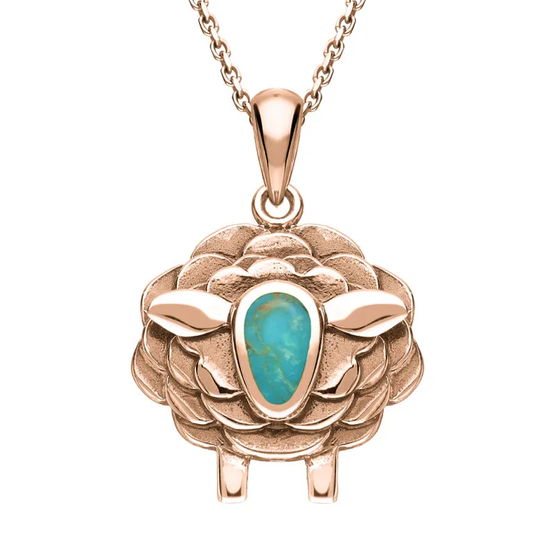 9ct Rose Gold Turquoise Sheep Necklace