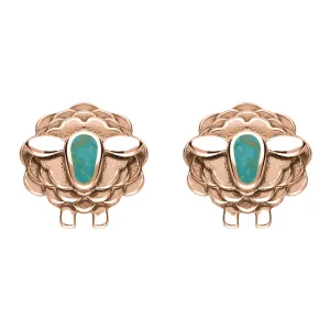 9ct Rose Gold Turquoise Sheep Stud Earrings