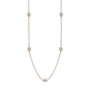 9ct Rose Gold Turquoise Star Link Disc Chain Necklace