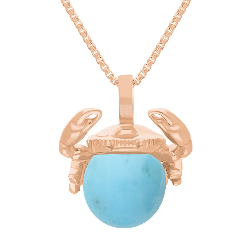 9ct Rose Gold Turquoise Zodiac Cancer 8mm Bead Pendant