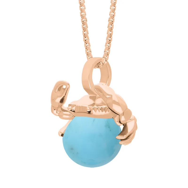 9ct Rose Gold Turquoise Zodiac Cancer 8mm Bead Pendant