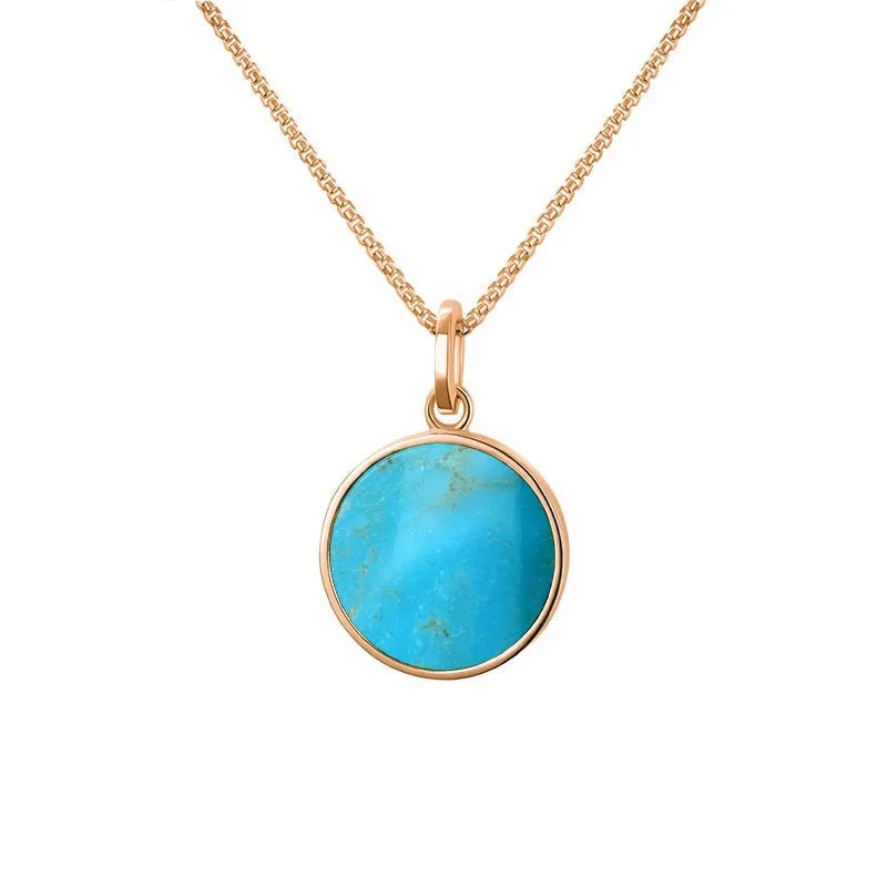 9ct Rose Gold Turquoise  Zodiac Virgo Round Necklace