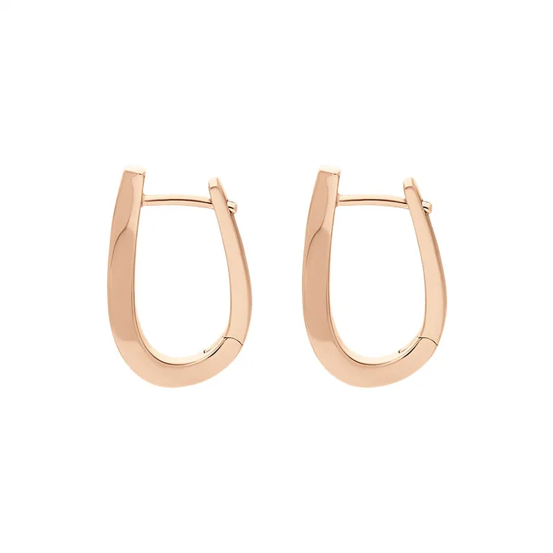 9ct Rose Gold Twisted Horseshoe Hoop Earrings
