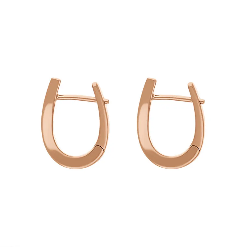 9ct Rose Gold Twisted Horseshoe Hoop Earrings