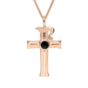 9ct Rose Gold Whitby Jet Celtic Cross Necklace