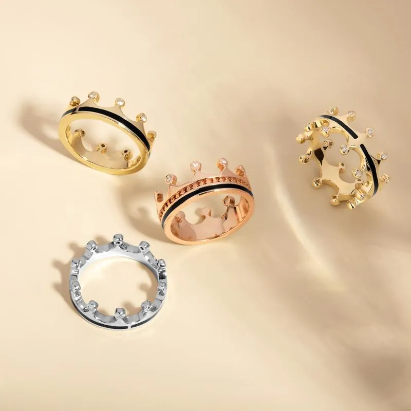 9ct Rose Gold Whitby Jet Diamond Tiara Double Band Ring