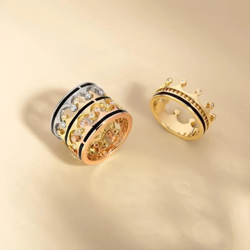 9ct Rose Gold Whitby Jet Diamond Tiara Double Band Ring