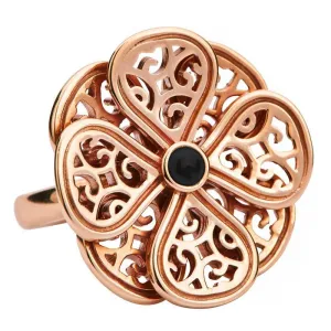 9ct Rose Gold Whitby Jet Flore Eight Petal Flower Ring