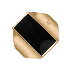 9ct Rose Gold Whitby Jet Hallmark Small Oblong Ring