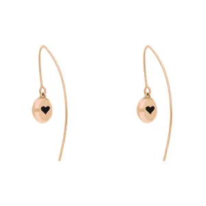 9ct Rose Gold Whitby Jet Heart Disc Drop Earrings