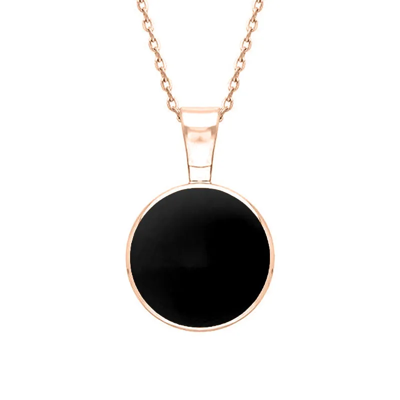 9ct Rose Gold Whitby Jet Heritage Round Necklace
