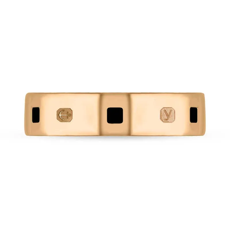 9ct Rose Gold Whitby Jet King's Coronation Hallmark Princess Cut 5mm Ring D