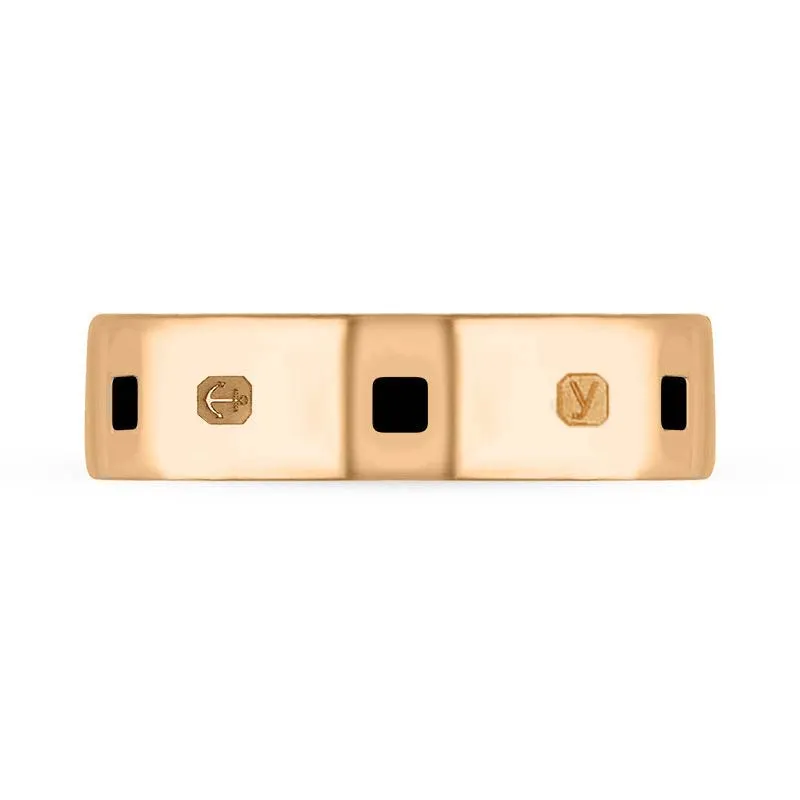9ct Rose Gold Whitby Jet King's Coronation Hallmark Princess Cut 6mm Ring D
