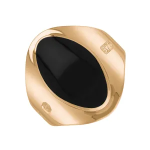 9ct Rose Gold Whitby Jet King's Coronation Hallmark Small Oval Ring D