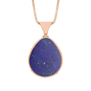9ct Rose Gold Whitby Jet Lapis King's Coronation Hallmark Double Sided Pear-shaped Necklace D
