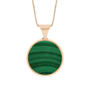 9ct Rose Gold Whitby Jet Malachite Queens Jubilee Hallmark Double Sided Round Necklace D