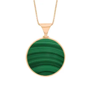 9ct Rose Gold Whitby Jet Malachite Queens Jubilee Hallmark Double Sided Round Necklace D