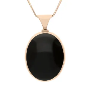 9ct Rose Gold Whitby Jet Mother of Pearl King's Coronation Hallmark Double Sided Oval Necklace D