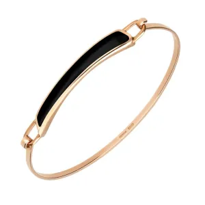 9ct Rose Gold Whitby Jet Organic Concave Stone Set Bangle