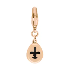 9ct Rose Gold Whitby Jet Pear Shaped Fleur De Lis Clip Charm