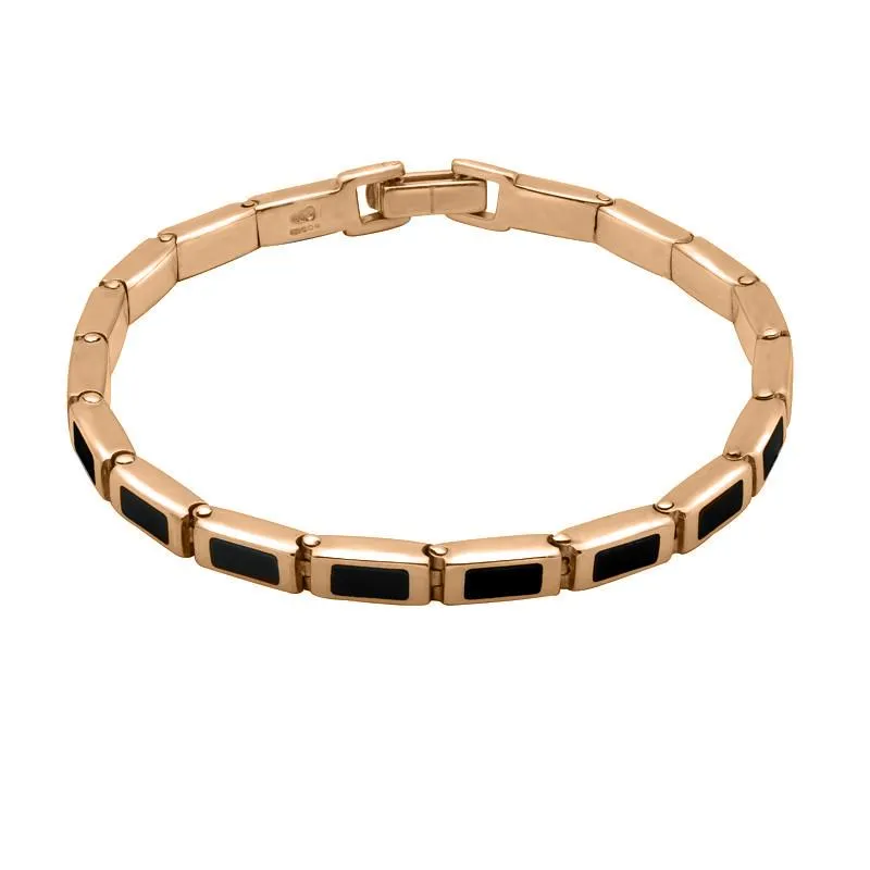 9ct Rose Gold Whitby Jet Petite Oblong Bracelet D